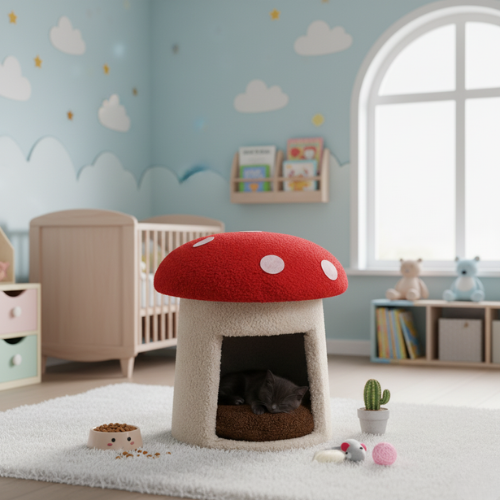 Lit pour Chat Champignon