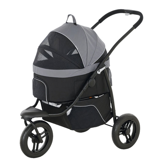Poussette pour animaux avec sac de transport amovible et espace de rangement