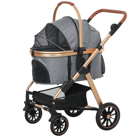 Poussette pour chat avec cabine amovible