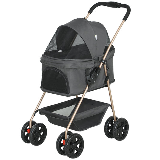Poussette pliable pour animaux de compagnie avec sac de transport